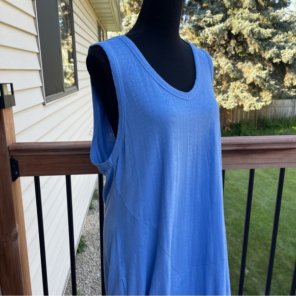 NWT Soft Surroundings Bailey Maxi Dress Blue Bonnet Pockets XL 100% Cotton - Picture 6 of 15